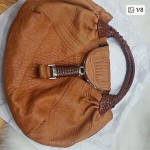 Fendi Tan Leather Hobo Bag with Braided Handle